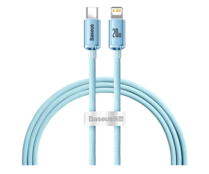 Kabel BASEUS Kabel Lightning - USB-C Crystal Shine 20W 1.2m (niebieski) CAJY001303